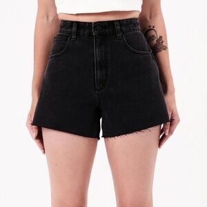 Abrand Jeans A Venice Short Luna High-Rise Raw Hem Size 27 Vintage Black Women